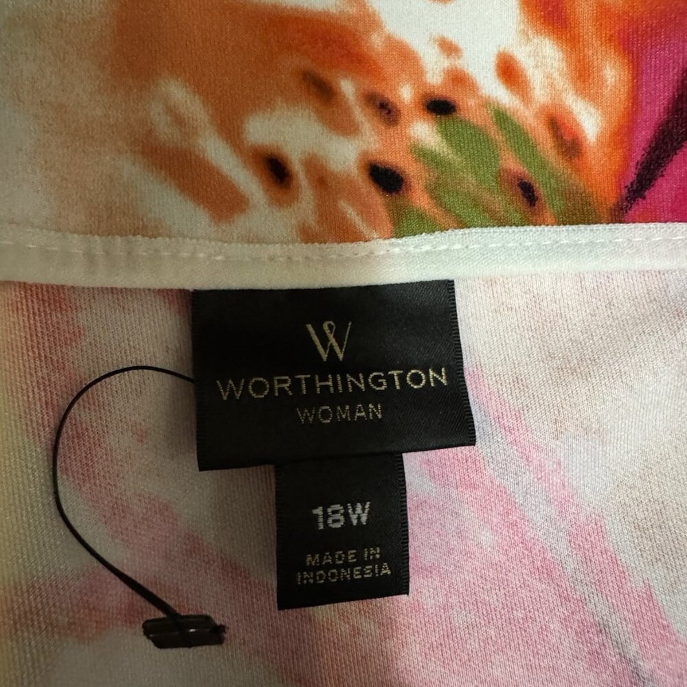 Worthington Women Size 18W Pencil Skirt Career Casual Colorful Floral Summer Zip - Picture 3 of 8